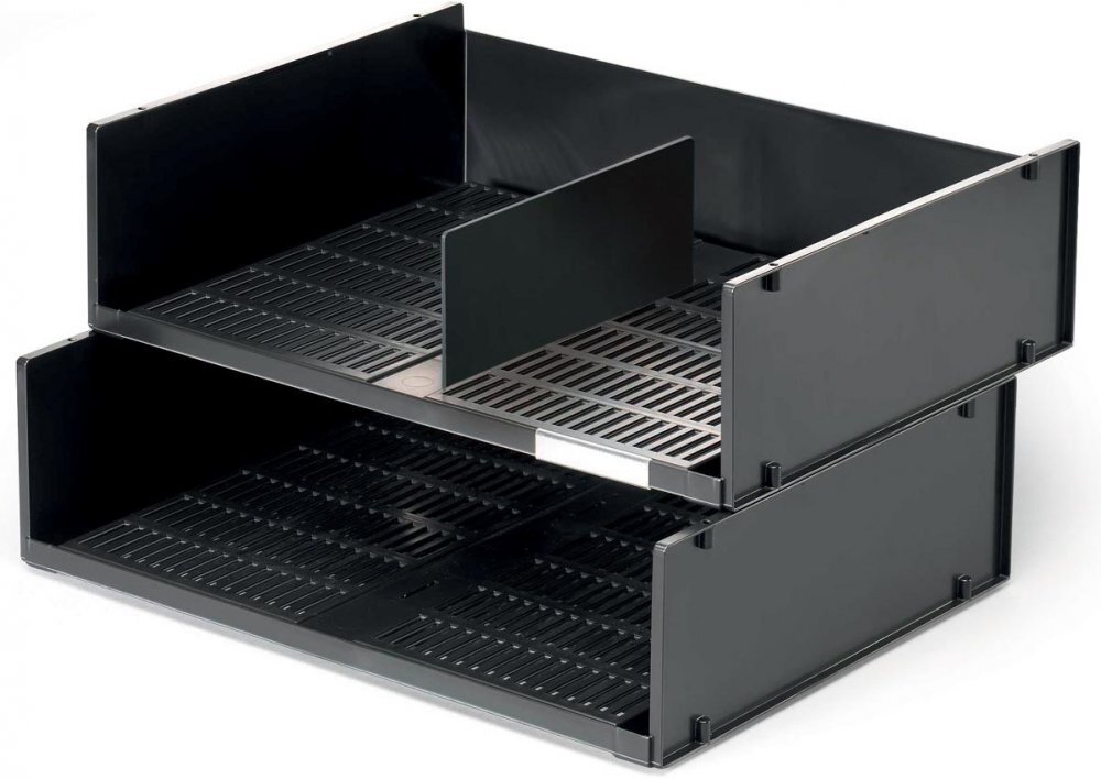 2x Półka na dokumenty Optimo Durable, A3, w poziomie, 436x105x333mm, plastikowa, antracytowy