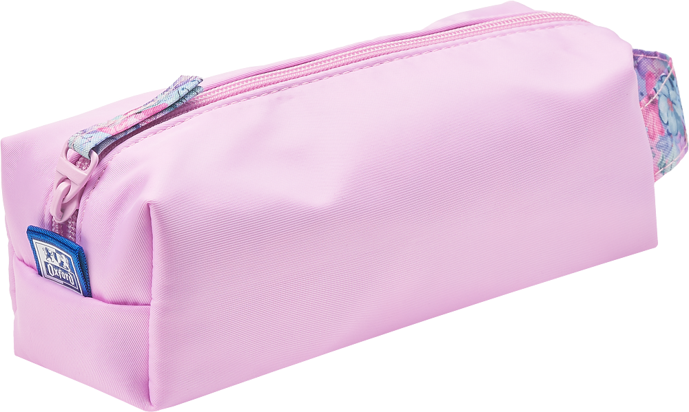 Piórnik saszetka Oxford Flowers, bez wyposażenia, 21x7x8cm, poliester, jasnoróżowy