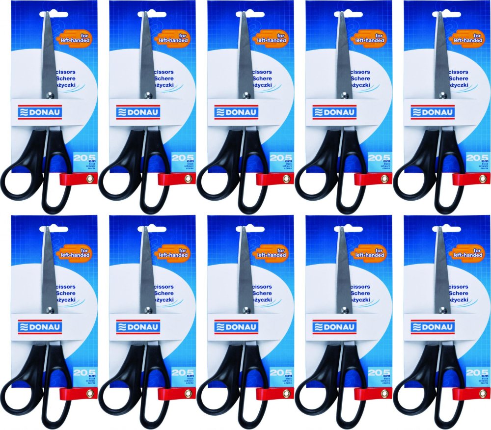10x Nożyczki biurowe Donau, dla leworęcznych, 20.5cm, czarny