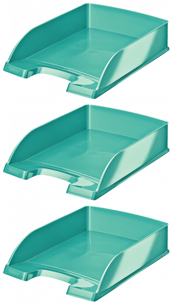 3x Półka na dokumenty Leitz Wow Plus, A4, plastikowa, turkusowy