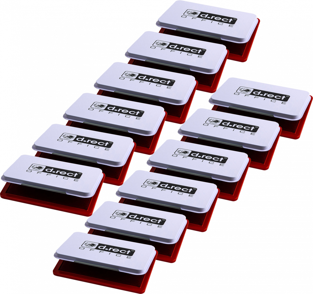 12x Poduszka do stempli D.Rect, nasączona tuszem, nr 2, 70x110mm, czerwony