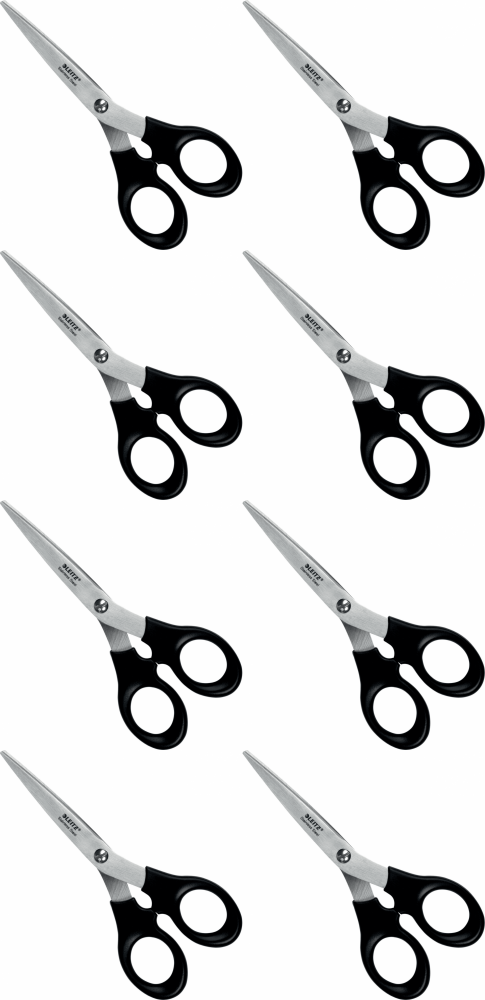 8x Nożyczki Leitz, ze stali nierdzewnej, 16.5cm, czarny