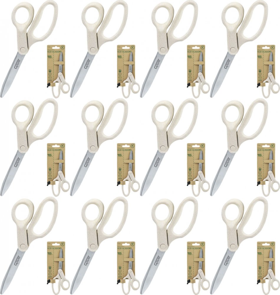 12x Nożyczki biurowe Grand GR-2825 ECO, 21cm, beżowy