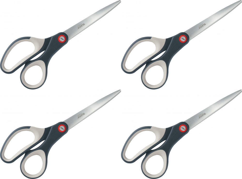 4x Nożyczki biurowe Leitz Cosy powlekane tytanem, 20.5cm, szary