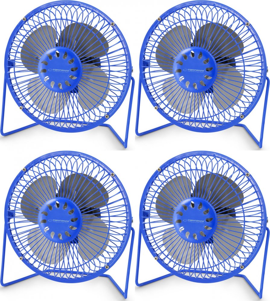 4x Wentylator USB Esperanza Yugo, średnica 14cm, niebieski