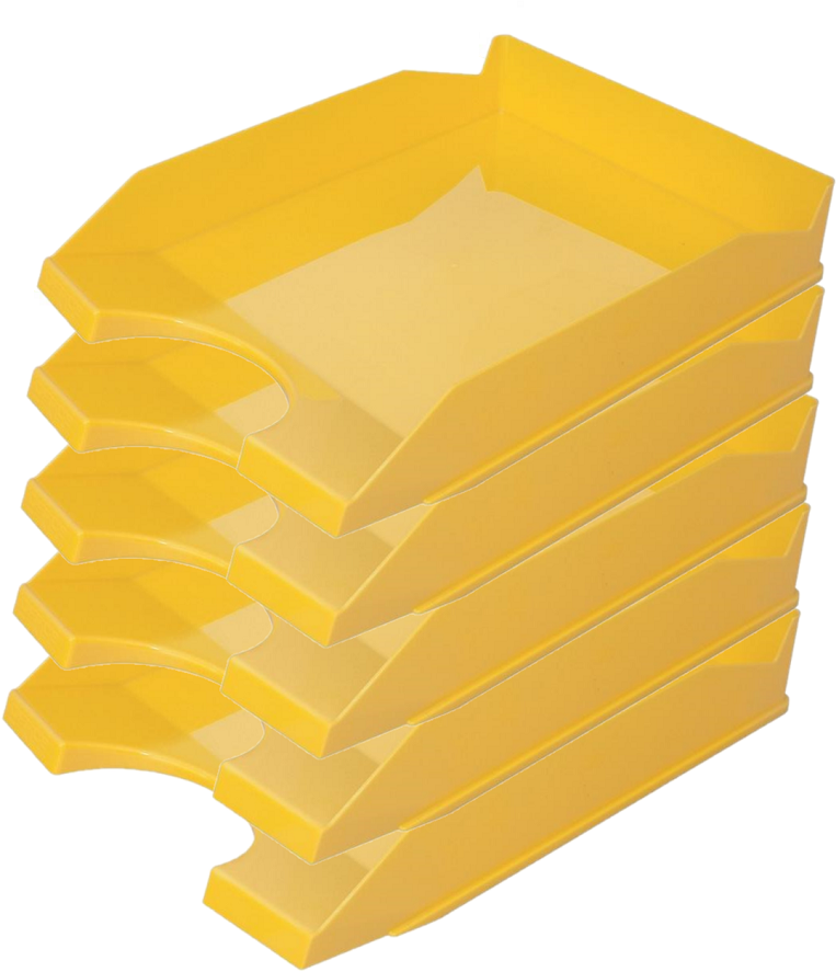 5x półka na dokumenty na biurko Office Products, A4, plastikowa, żółty