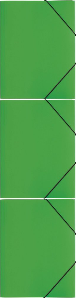 3x Teczka plastikowa z gumką Pagna, A4, 3 skrzydłowa, zielony