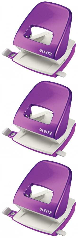 3x Dziurkacz Leitz Wow NeXXt, do 30 kartek, metaliczny fioletowy