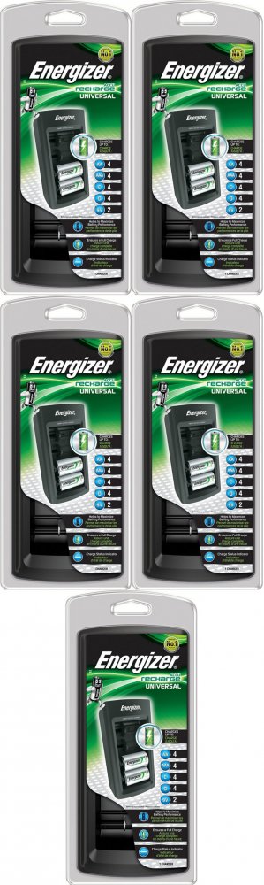 5x Ładowarka Energizer Universal, 4 kanały, czarny