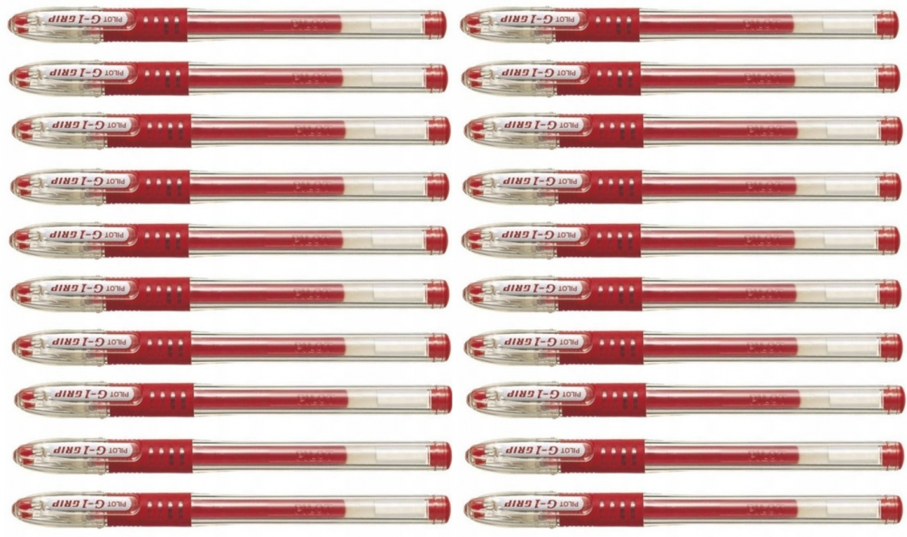 20x Długopis żelowy Pilot, G1 Grip, 0.5mm, czerwony