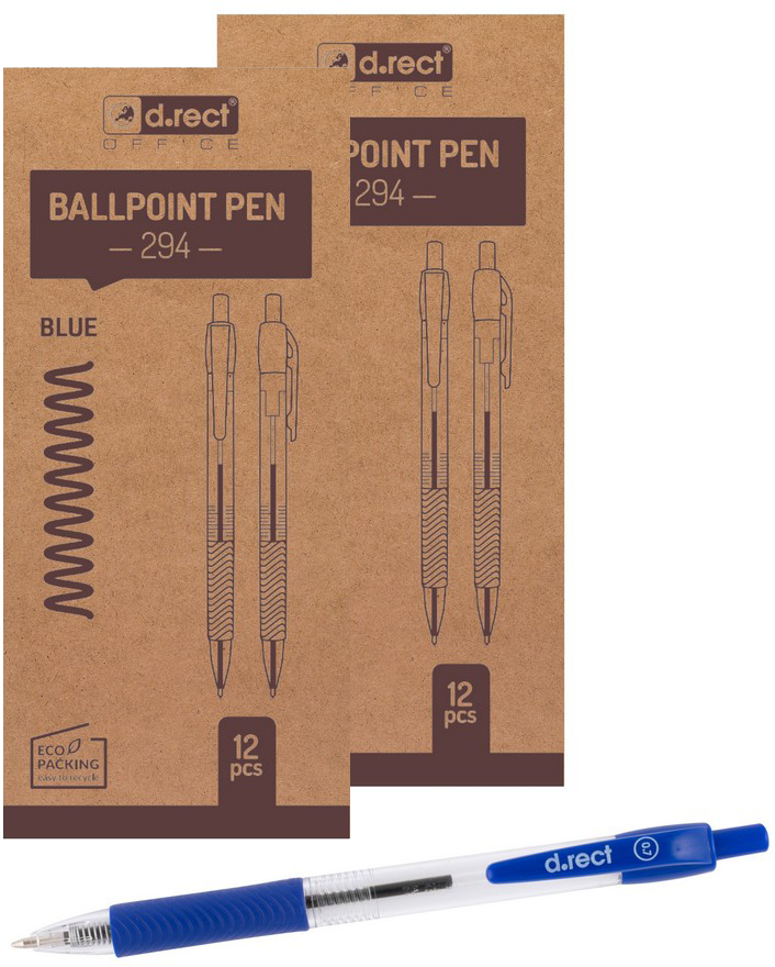 24x Długopis automatyczny D.Rect 294, 0.7mm, niebieski