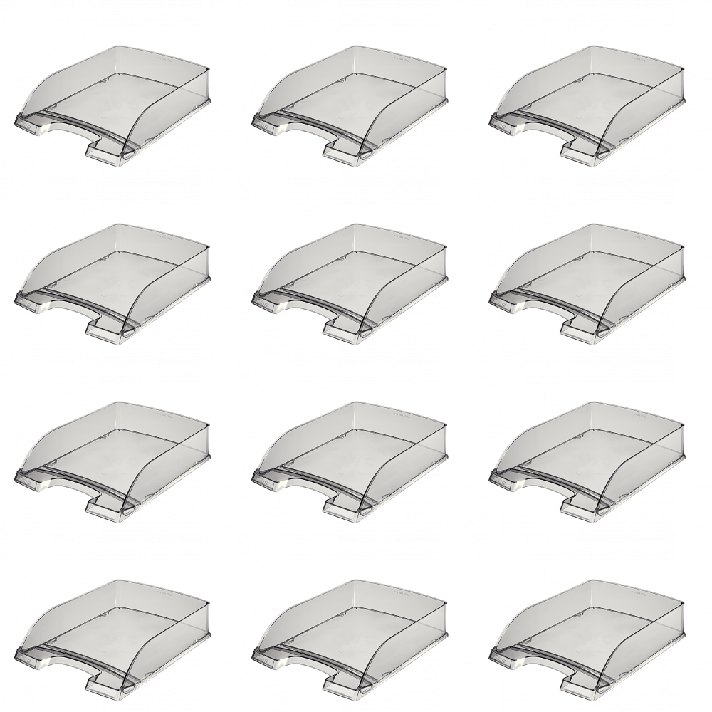 12x Półka na dokumenty Leitz Plus, A4, plastikowa, przezroczysty grafitowy