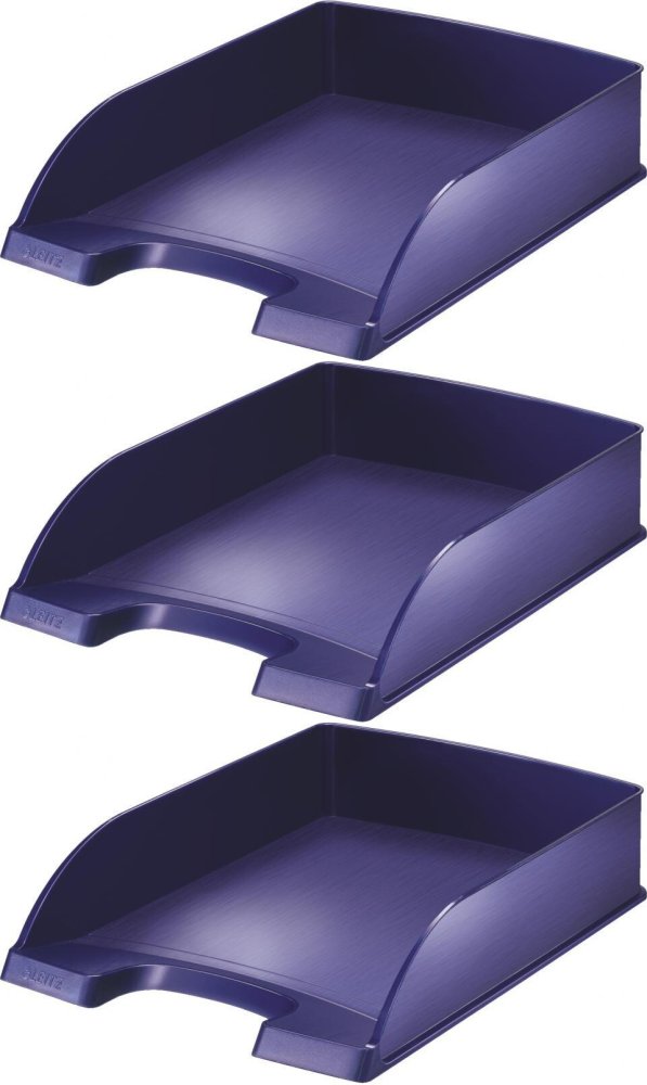 3x Półka na dokumenty Leitz Style, A4, plastikowa, niebieski