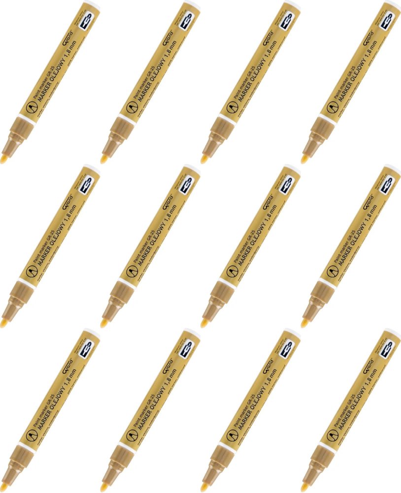 12x Marker olejowy Grand, GR-25, okrągła, 1.8mm, złoty