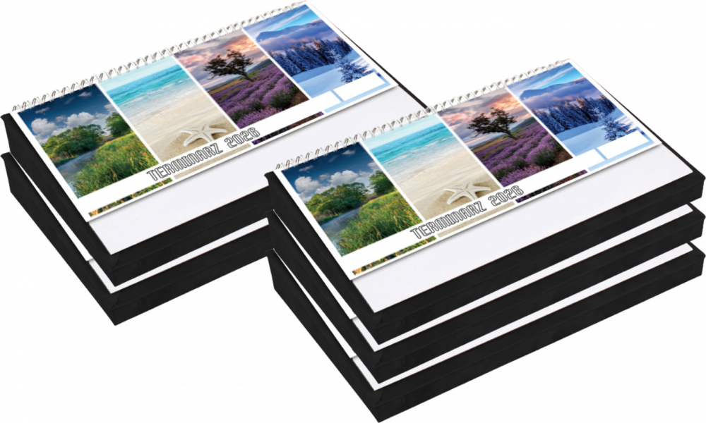 5x Kalendarz 2026 na biurko z piórnikiem Udziałowiec, 195x300mm, tygodniowy, czarny