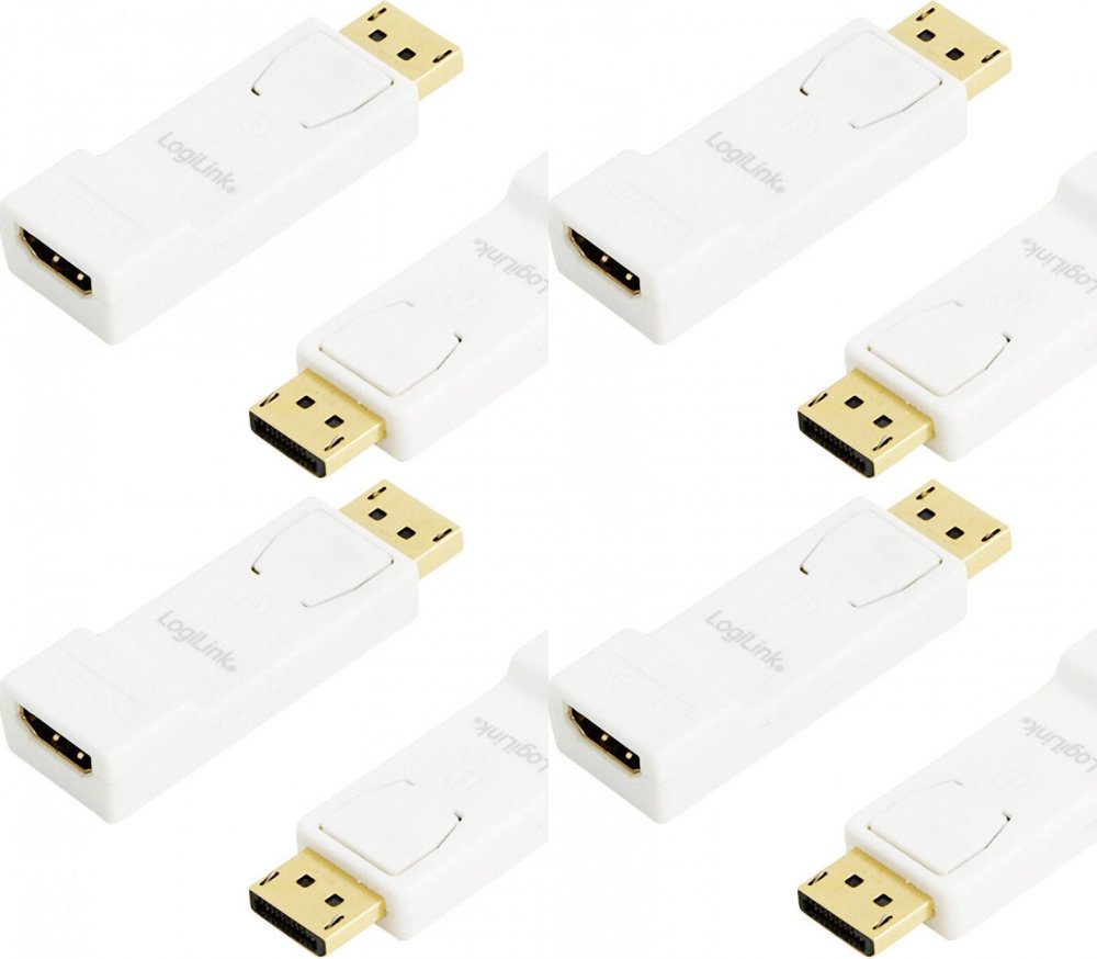 4x Adapter DisplayPort do HDMI 1.4 LogiLink, biały