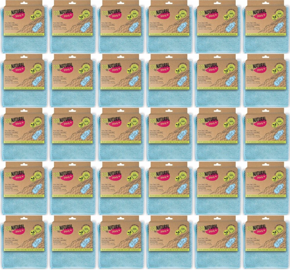 60x Ściereczka z mikrofibry Eco Natural by York Oceaniczna, 30x30cm, 1 sztuka, niebieska