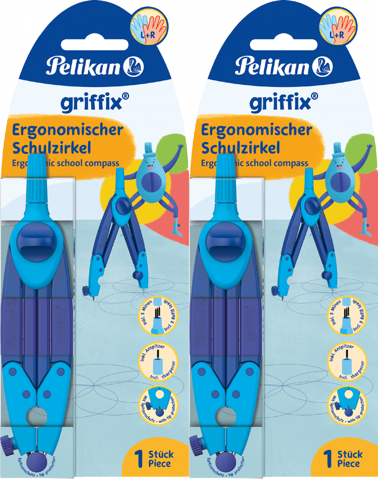 2x Cyrkiel Pelikan Griffix, 15cm, niebiesko-granatowy