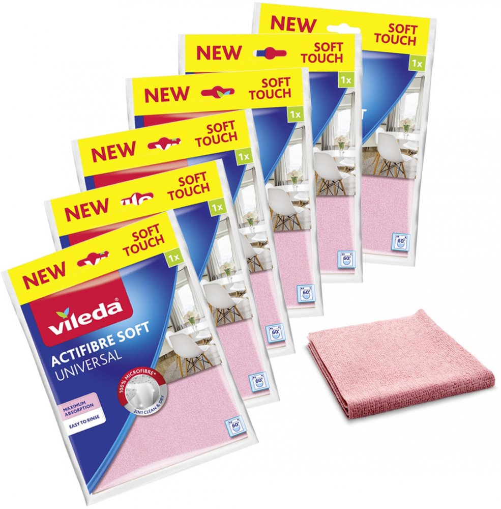 6x Ściereczka Vileda Actifibre Soft, 32x27cm, 1 sztuka, mix kolorów