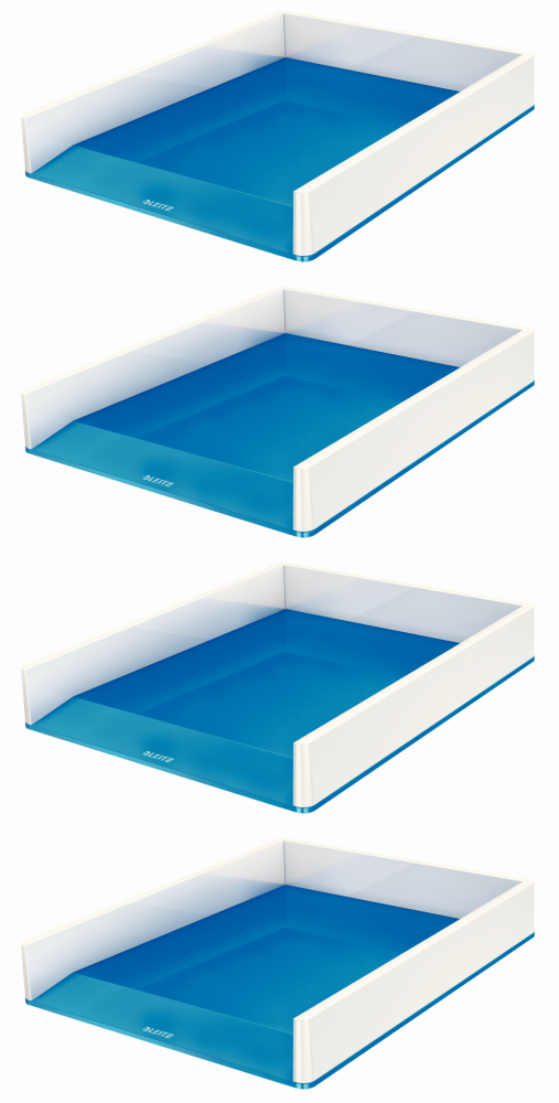 4x Półka na dokumenty Leitz Wow, A4, plastikowa, dwukolorowa, biało-niebieski