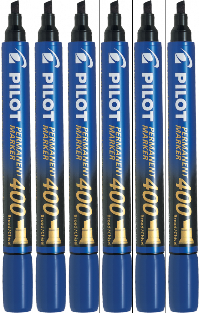 6x Marker permanentny Pilot, SCA 400, ścięta, 4.5mm, niebieski