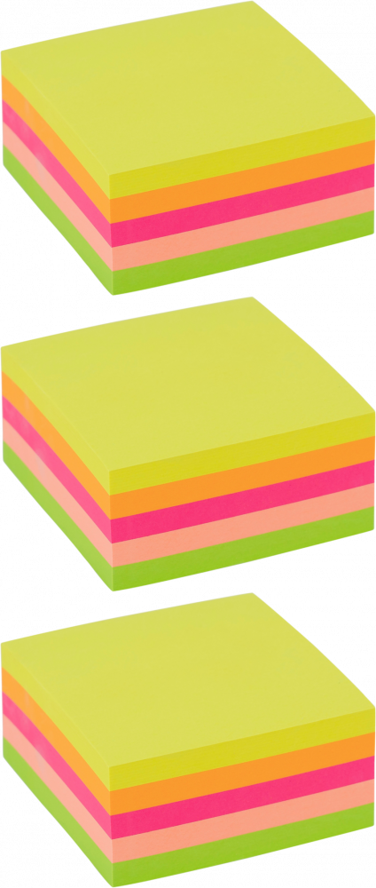 3x Karteczki samoprzylepne Viking, 76x76mm, 400 karteczek, mix kolorów neonowych
