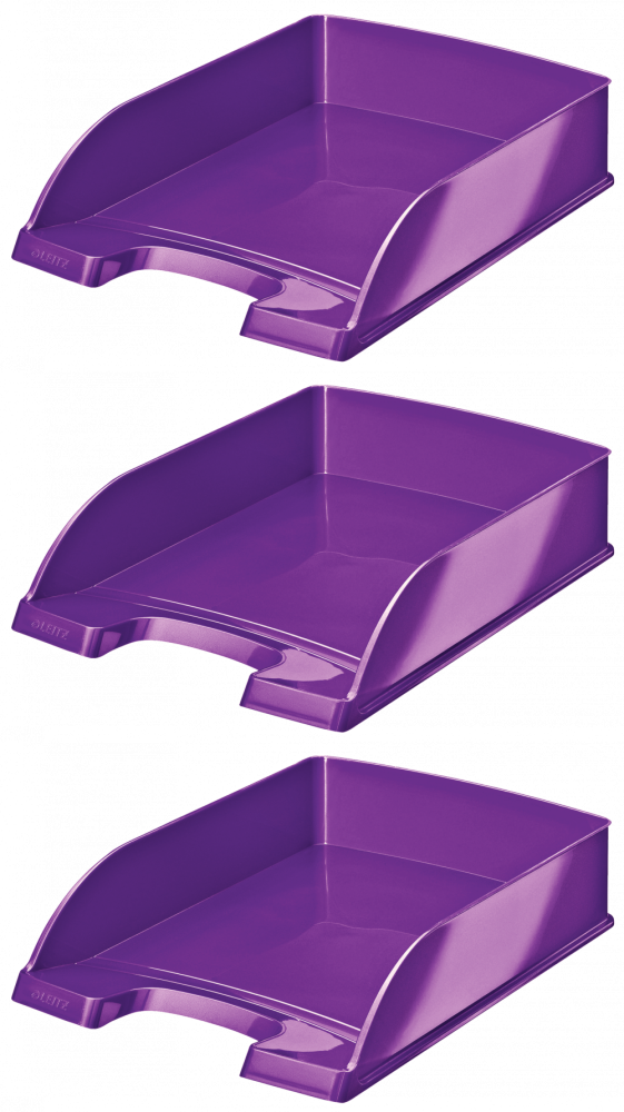 3x Półka na dokumenty Leitz Wow Plus, A4, plastikowa, fioletowy