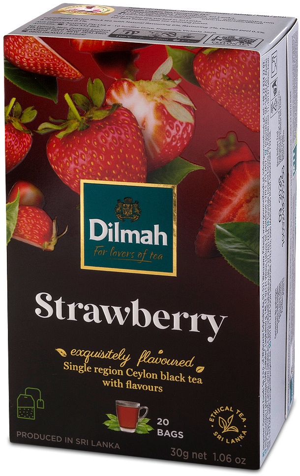 Herbata czarna aromatyzowana w kopertach Dilmah Strawberry, truskawka, 20 sztuk x 1.5g