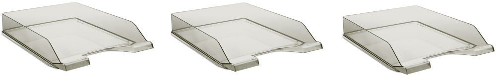 3x Półka na dokumenty Donau, A4, plastikowa, dymny