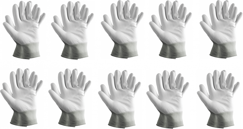 10x Rękawice robocze Reis, Rtepo WW, powlekane, rozmiar 7, biały