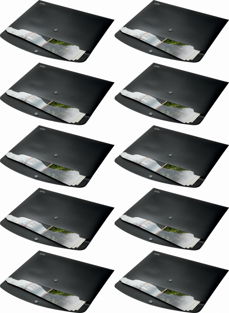 10x Teczka kopertowa Leitz Recycle, A4, na zatrzask, czarny