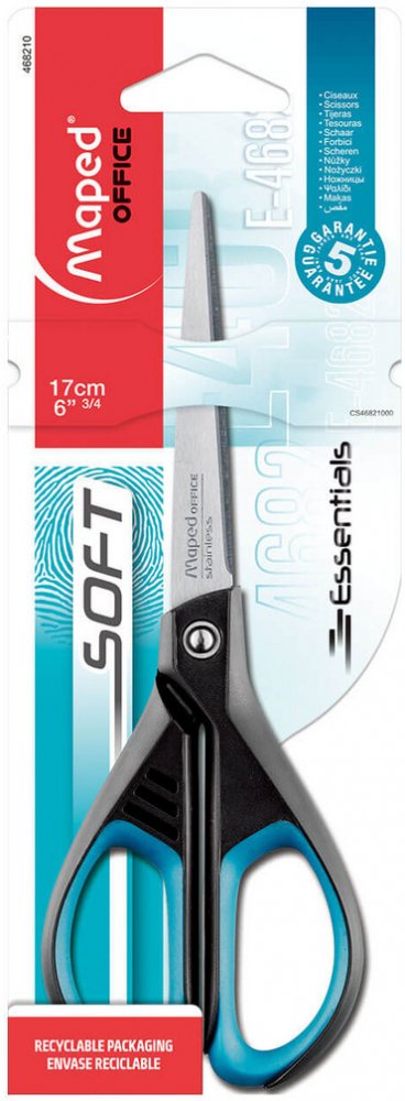 Nożyczki biurowe Maped Essentials Soft, 17cm, czarno-niebieski
