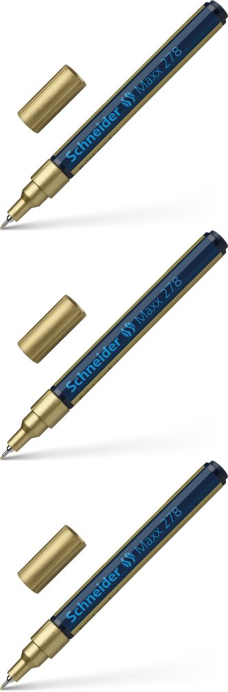 3x Marker olejowy Schneider 278, okrągła, 0.8 mm, złoty