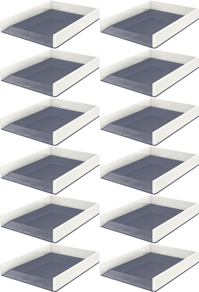 12x Półka na dokumenty Leitz Wow, A4, plastikowa, dwukolorowa, biało-szary