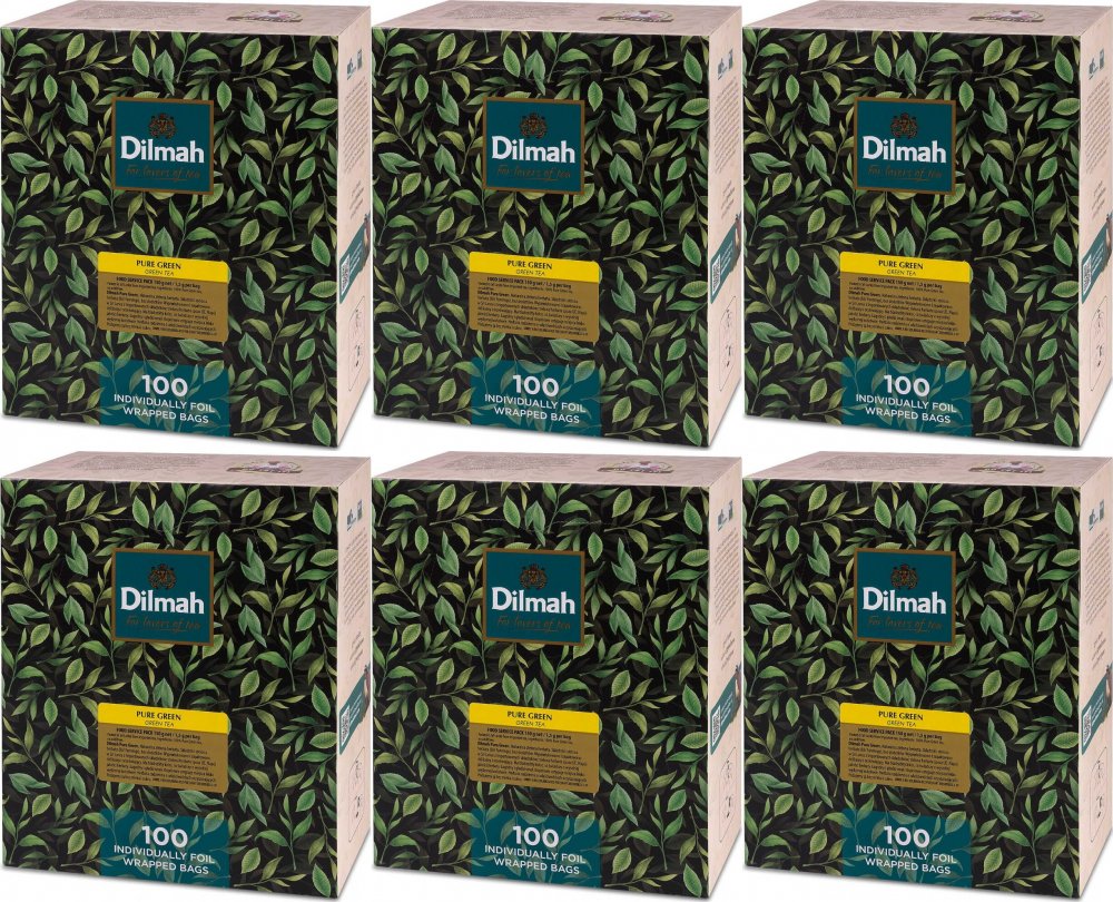 6x Herbata zielona w kopertach Dilmah Pure Green Tea, 100 sztuk x 1.5g