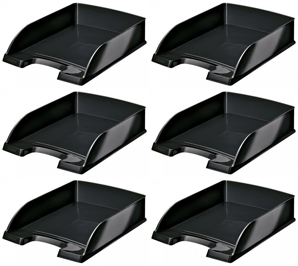 6x Półka na dokumenty Leitz Plus Wow, A4, plastikowa, czarny