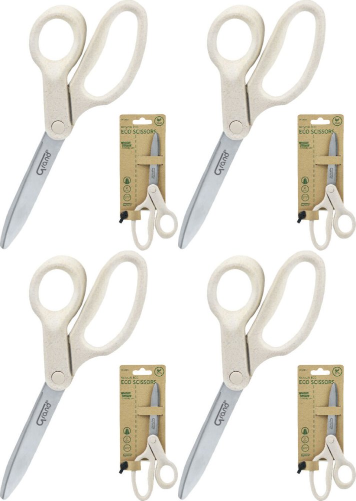 4x Nożyczki biurowe Grand GR-2825 ECO, 21cm, beżowy