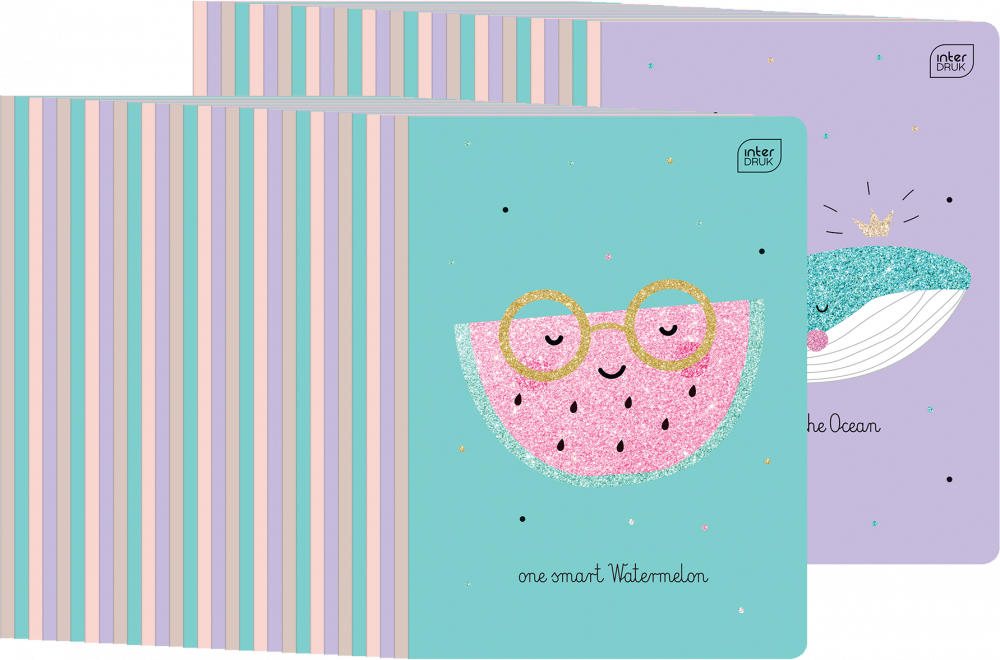 60x Zeszyt w kratkę Interdruk Glitter, A5, 16 kartek, mix wzorów