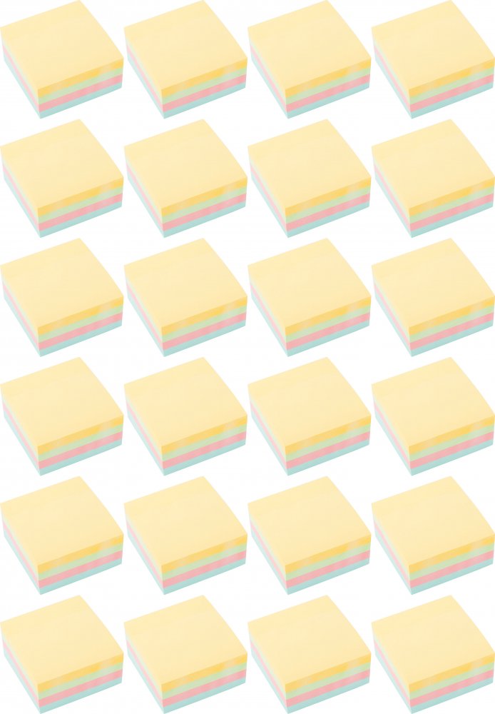 24x Karteczki samoprzylepne D.Rect, 76x76mm, 400 karteczek, mix kolorów pastelowych