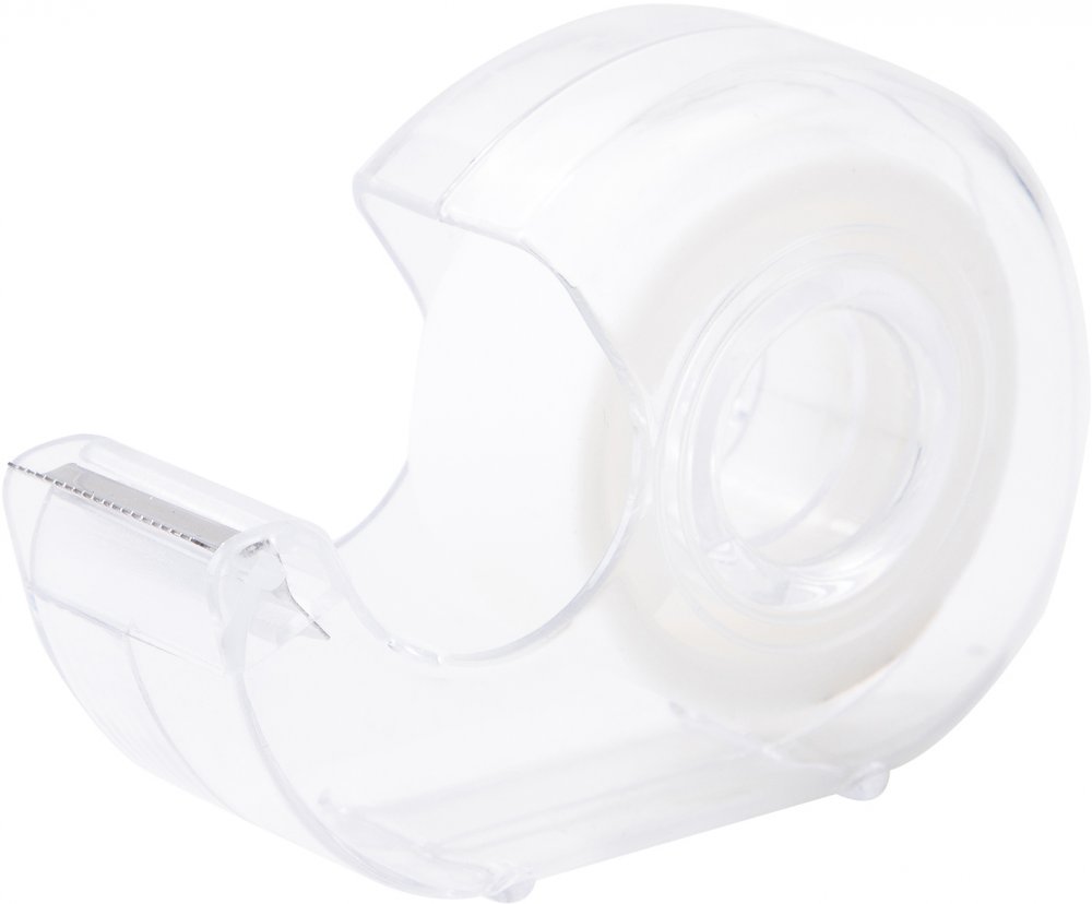 Taśma klejąca Deli, z podajnikiem, 18mmx7.62m, przezroczysty