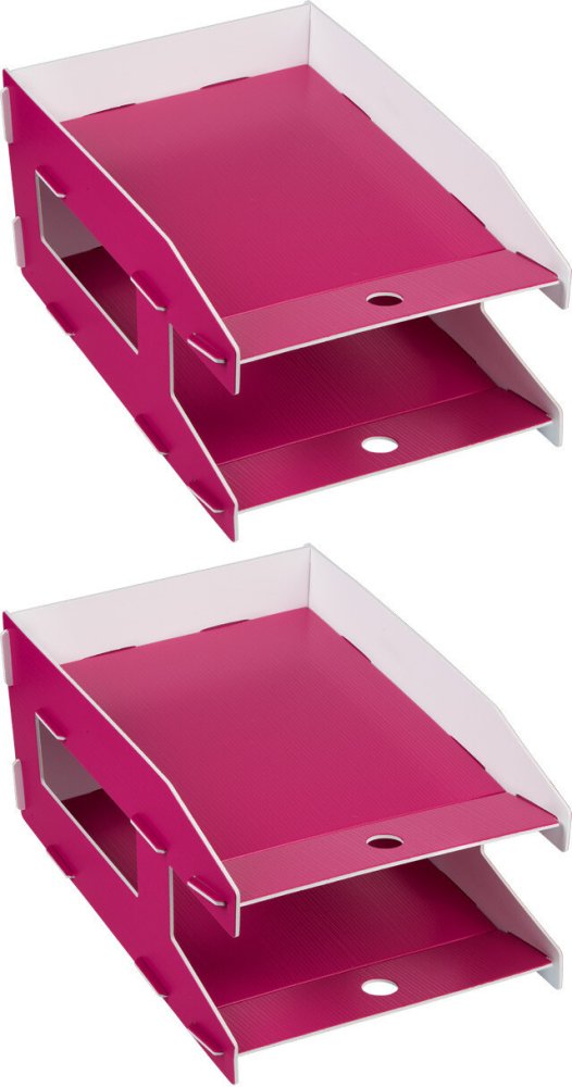 2x Półka na dokumenty Grand Notodesk GR-3002, składana, 330x245x165mm, różowy