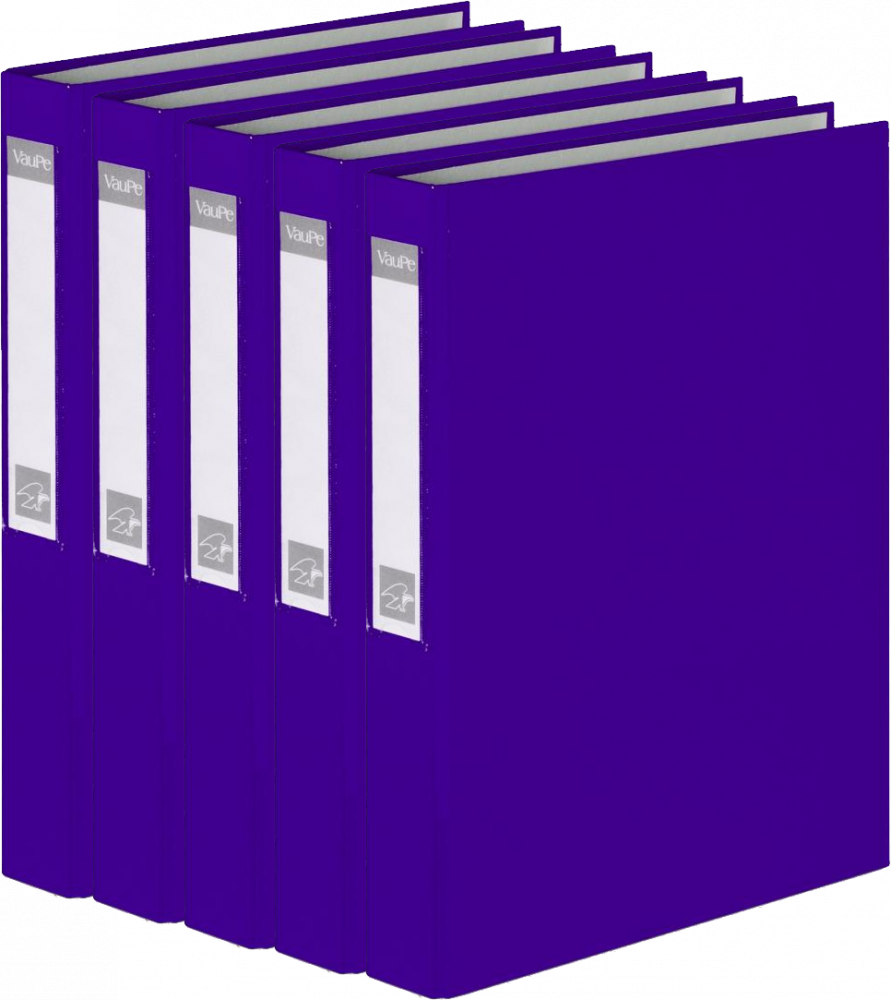 5x Segregator VauPe FCK, A4, szerokość grzbietu 40mm, do 150 kartek, 2 ringi, fioletowy