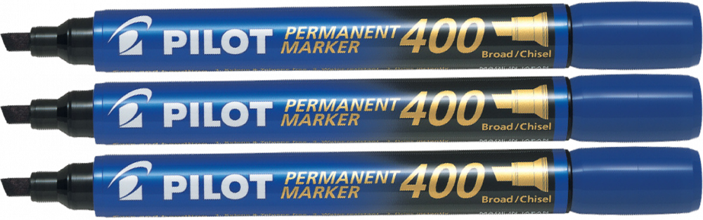 3x Marker permanentny Pilot, SCA 400, ścięta, 4.5mm, niebieski