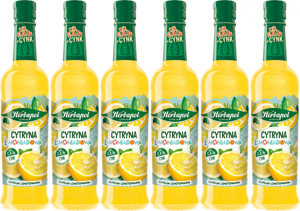 6x Syrop Herbapol Sezonowe Smaki, cytryna lemoniadowa, 420ml