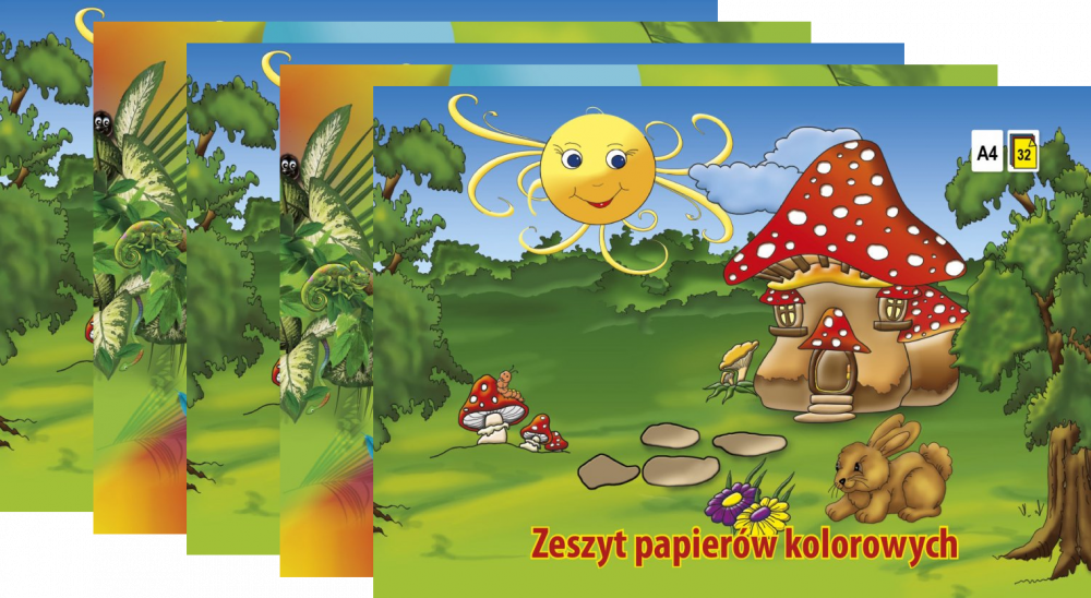5x Zeszyt papierów kolorowych Kreska, A4, 32 kartki, mix kolorów