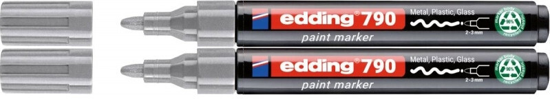 2x Marker olejowy edding e-790 PCR, okrągła, 2-3 mm, srebrny