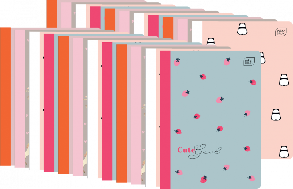 40x Zeszyt w kratkę Interdruk UV Girls, A5, 32 kartki, mix wzorów