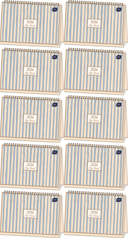 10x Kalendarz na biurko 2026, Interdruk, poziomy, 30x21cm, tygodniowy, Paski