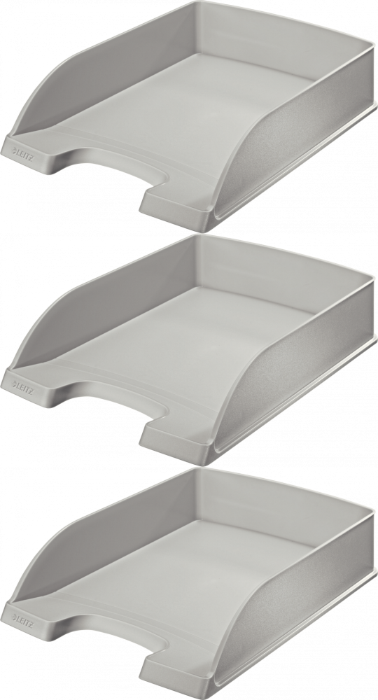 3x Półka na dokumenty Leitz Plus Standard, A4, plastikowa, szary