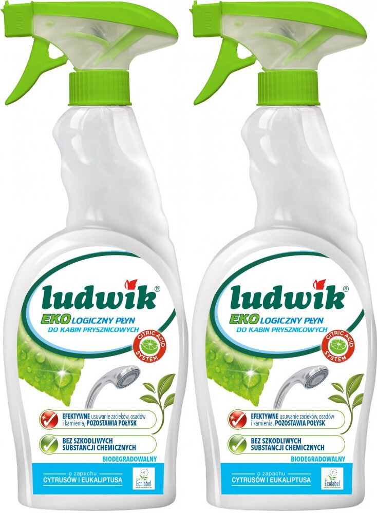 2x Płyn do mycia łazienki - kabin prysznicowych Ludwik Ekologiczny, cytrusy i eukaliptus, 750ml